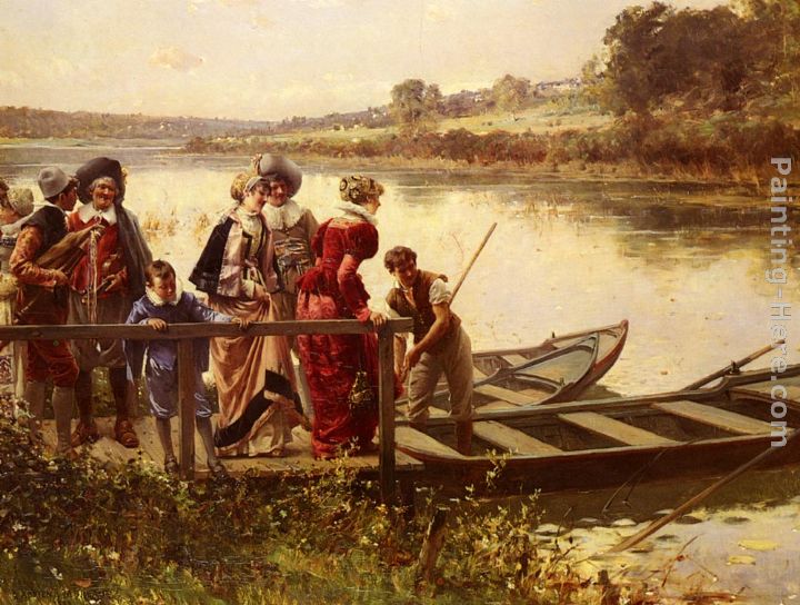 At The Ferry painting - Adrien Moreau At The Ferry art painting